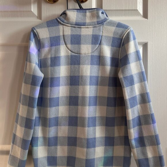 L.L. Bean Sweater Fleece Pullover - Light Blue Gingham - Picture 2 of 2